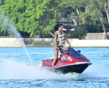 Rihanna on a jetski in Barbados