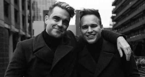 Robbie Williams and Olly Murs in 2014