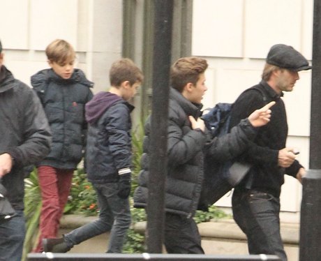 David Beckham with his Boys on set
