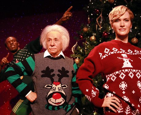waxworks in christmas jumpers