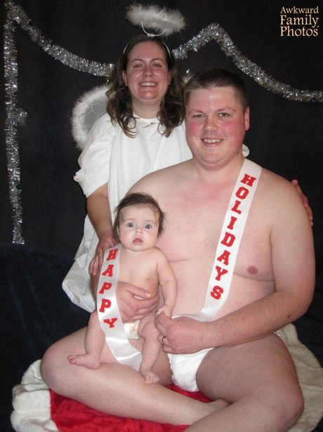 Naked christmas dad and baby