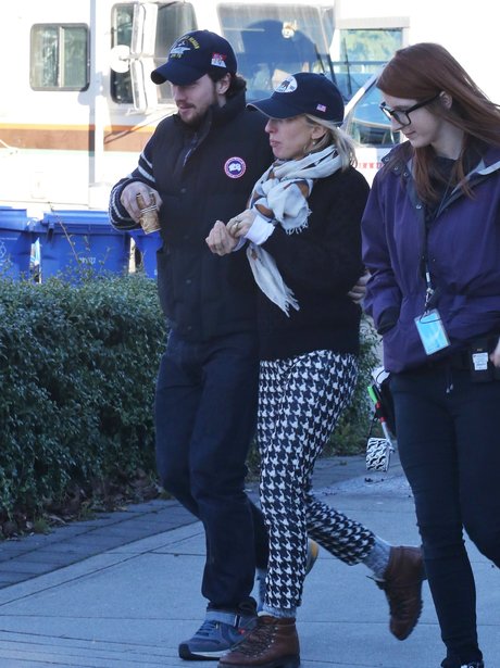 Aaron Taylor Johnson with wife Sam on set