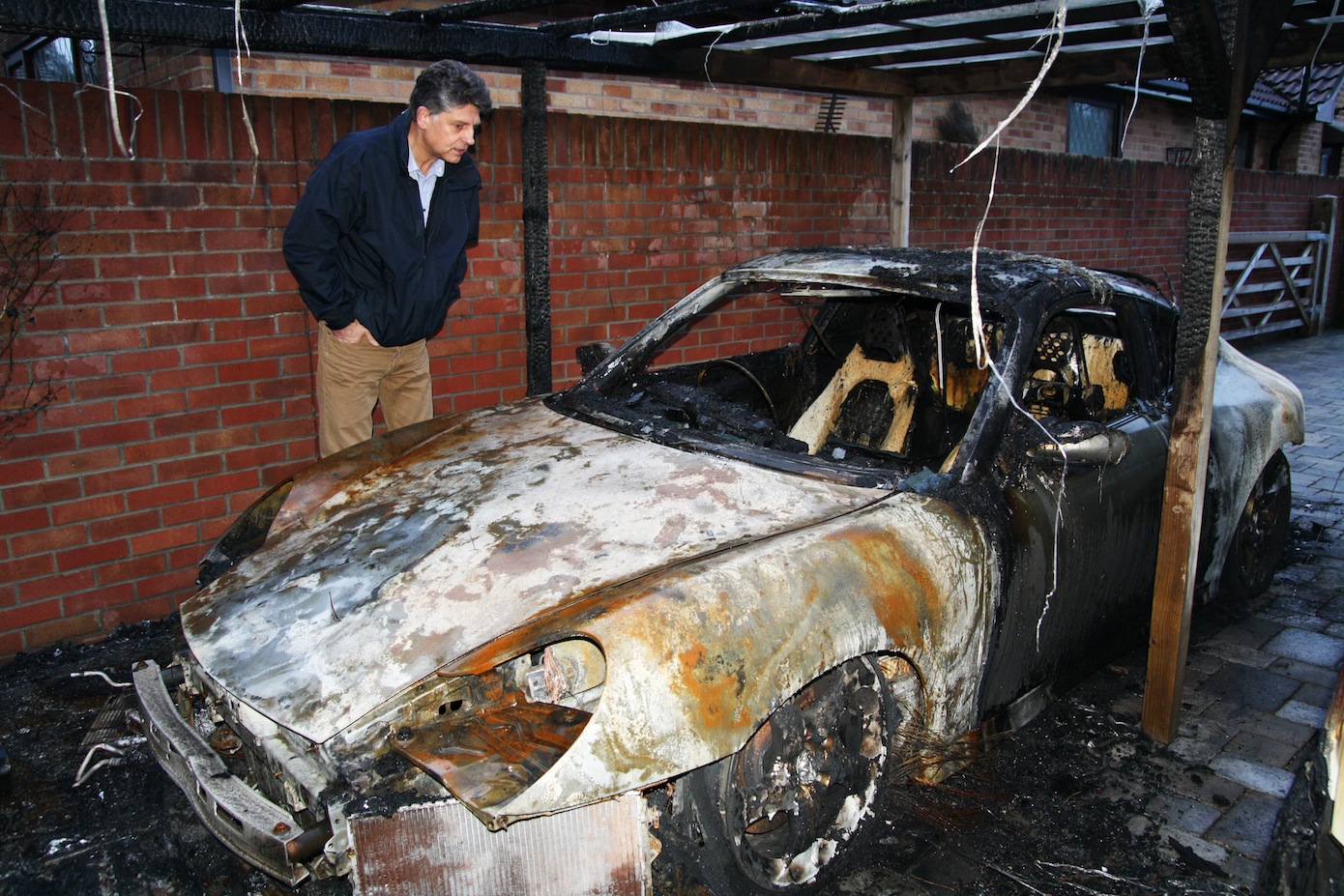 Andrew Towning's Porsche has been destroyed