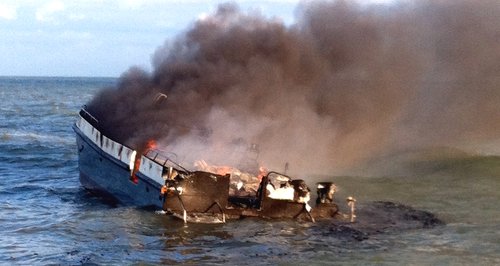 Burning Boat Lowestoft