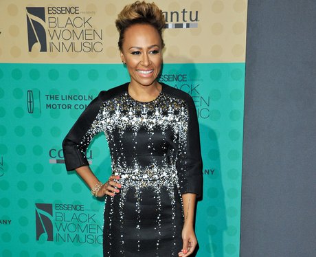 Emeli sande in a black and glittery dress