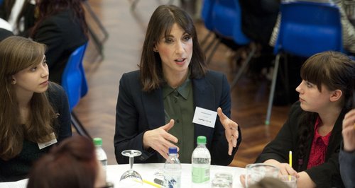 Samantha Cameron talks to students