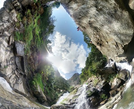 Panoramic App photo of a waterfall