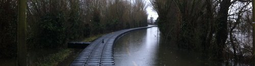 Pontoon in flooded Muchelney