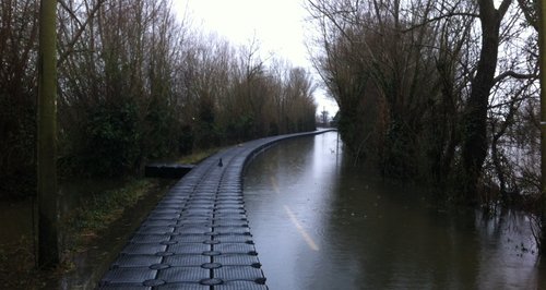 Pontoon in flooded Muchelney