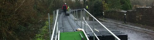 Pontoon in flooded Muchelney