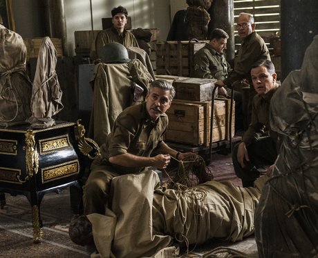 George Clooney and cast on set