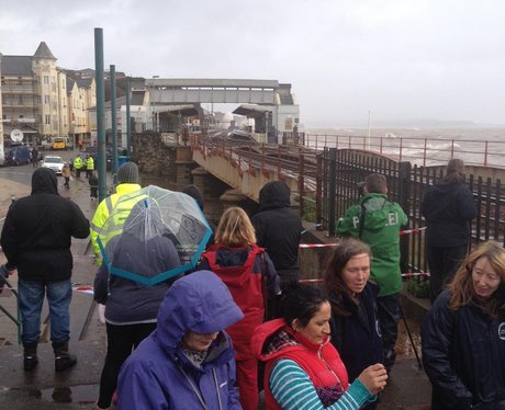 Storm watchers waiting for the waves