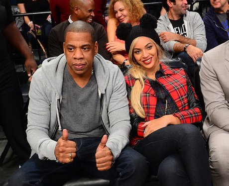 Jay Z and Beyonce in a tartan coat