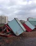 Damaged Beach huts on Hove seafront
