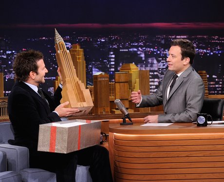 Bradley Cooper and Jimmy Fallon on a chat show