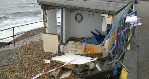 storm damage at Milford-On-Sea