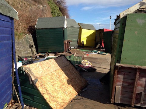 Around 600 beach huts were damaged