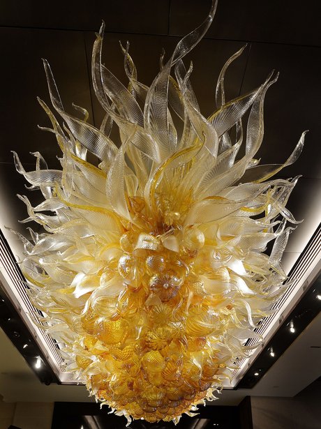 A giant gold chandelier