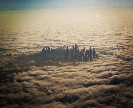 Chicago city in the clouds