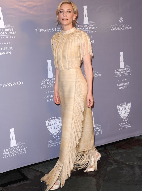 Cate Blanchett in creme tassle dress