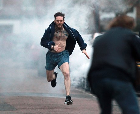 Tom Hardy on set