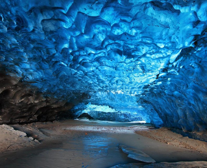 A blue crystal cave