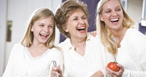 Grandmother, Mother And Daughter Laughing
