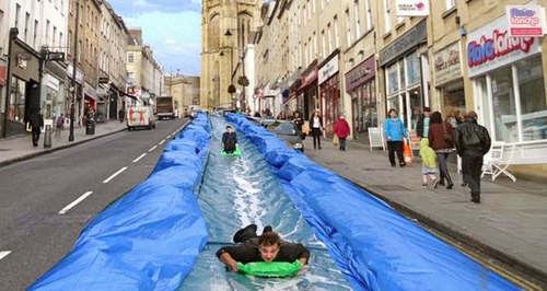 Mock up of a water slide planned for Park Street i
