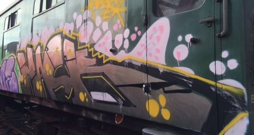 rail carriage graffitti Swanage
