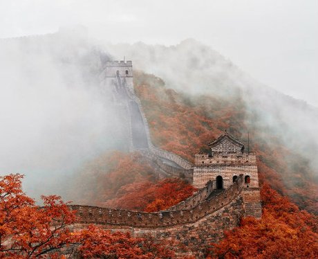Foggy great wall of china