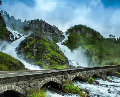 Lateffossen Waterfall in Norway.