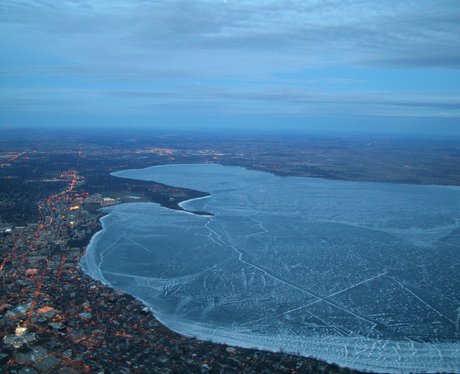 frozen lake in wisconsin
