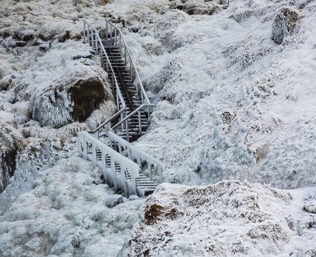 frozen stairs in iceland