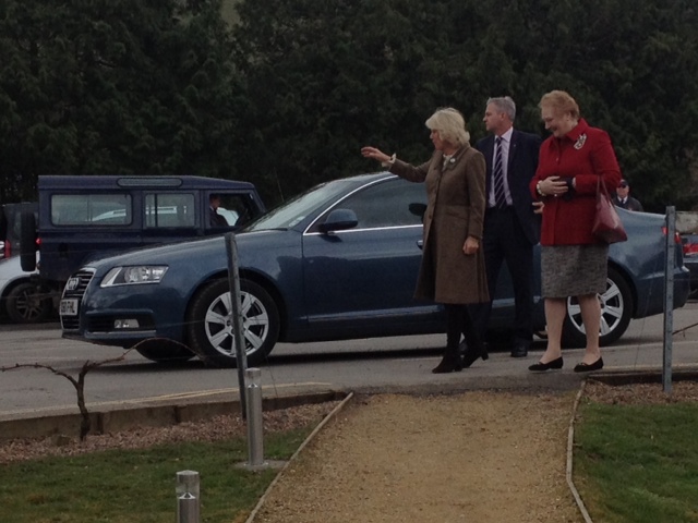 Camilla arrives at Plumpton College