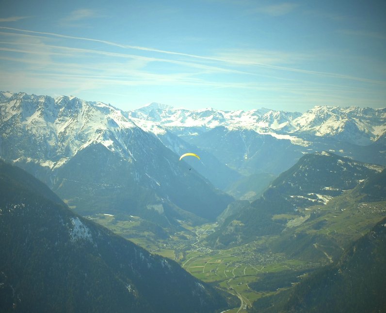 A man parachuting in Switzerland