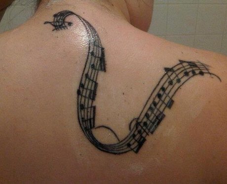 A tattoo of some sheet music