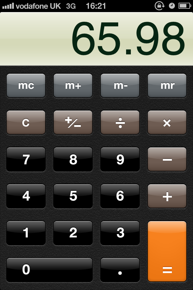 screenshot of iPhone calculator