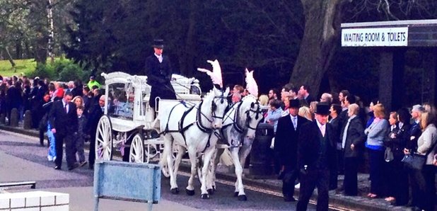 Keane's body arrived in a horse-drawn hearse.