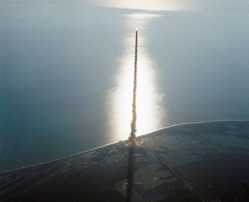 bird eye view of shuttle launch
