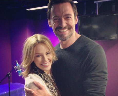 Kylie and Hugh Jackman hugging