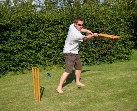 Ian playing cricket