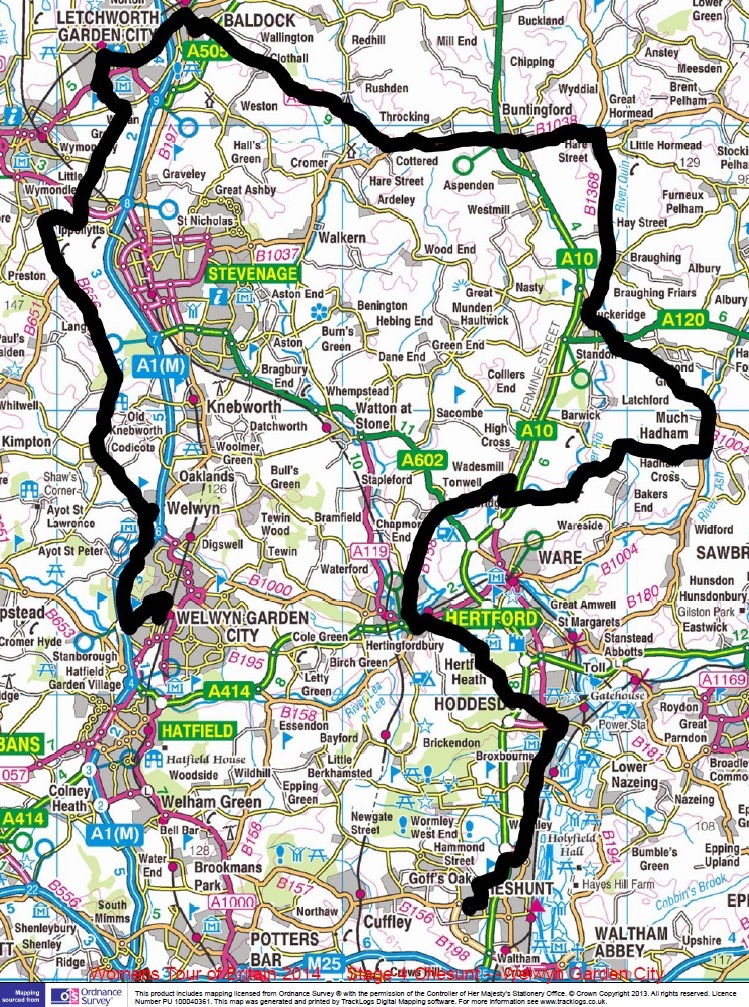 Women's Tour Map 10th May 2014