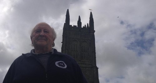 Barry Wilcox surveys Probus church