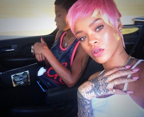 Rihanna with pink hair