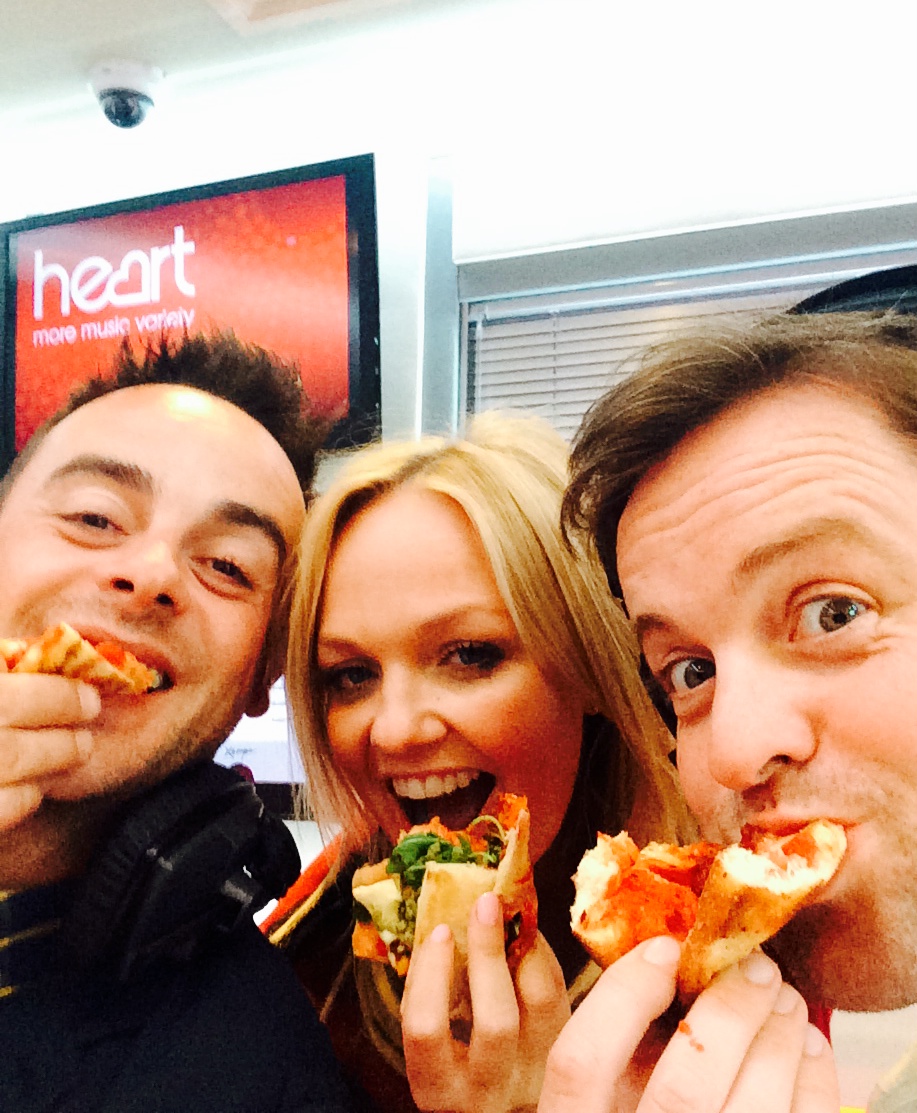 Ant & Dec and Emma eating sandwiches