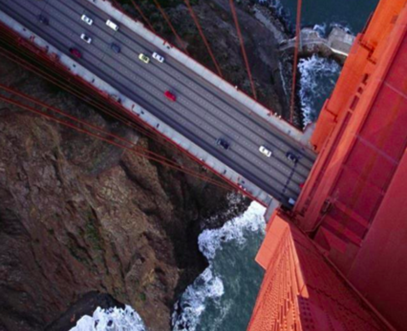 An aerial view from the Golden Gate Bridge