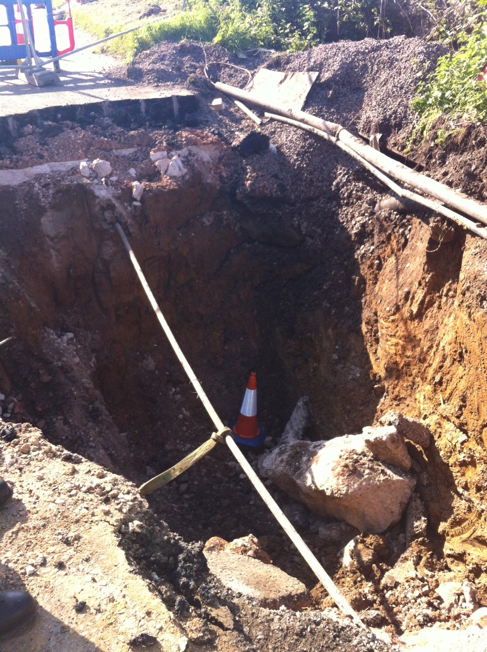 A sinkhole in Somerset near Wells