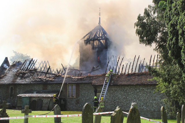 Fire at St Peters Church Ropley