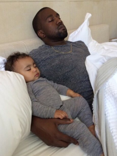 Kanye West and Baby North Sleeping on Fathers Day