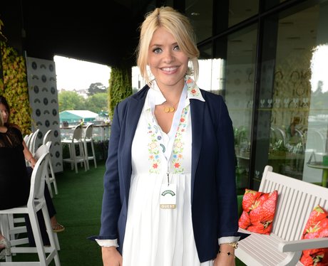 Holly Willoughby in a white dress